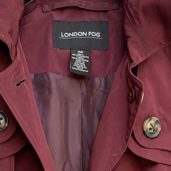 London Fog Burgundy Trench Coat β Size M - Picture 4 of 4